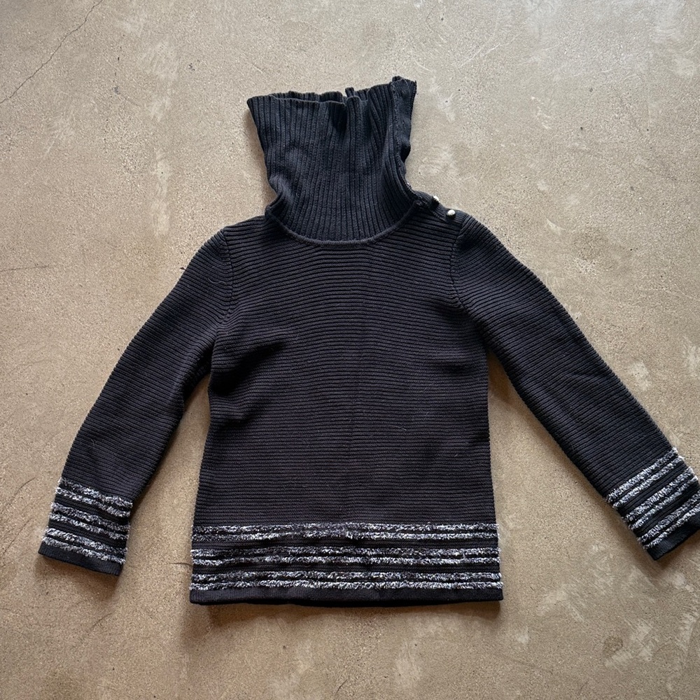 Karl Lagerfeld Black and Gray Cowl Neck Sweater